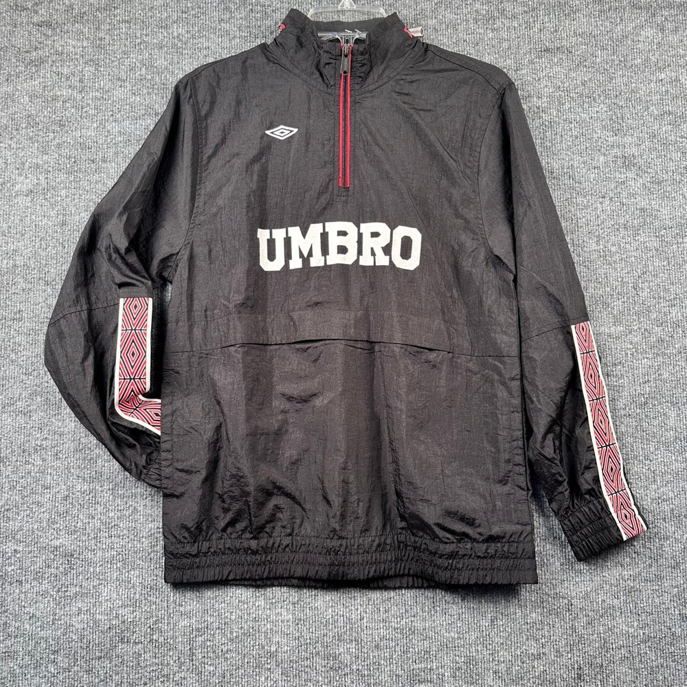 Umbro Premier Womens Size Medium Quarter Zip Windbreaker Packable Hood Jacket